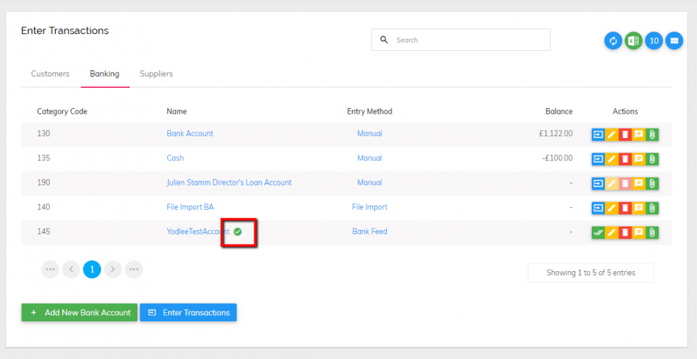 Pandle banking screen with bank transactions